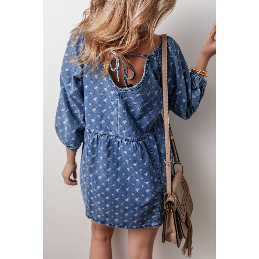 Hazel Open Back Loose Fit Denim Dress Image 2