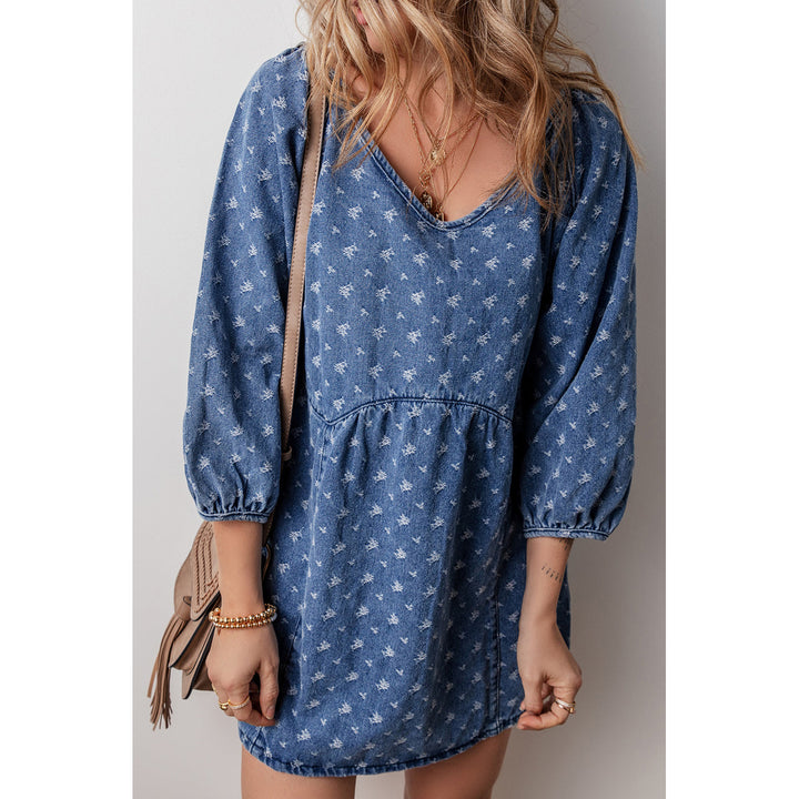 Hazel Open Back Loose Fit Denim Dress Image 3