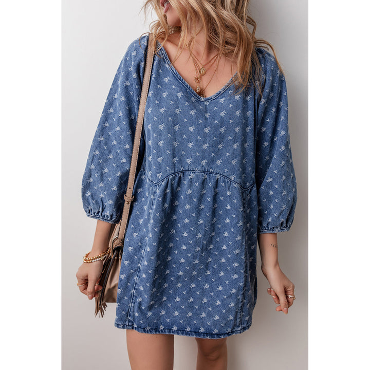 Hazel Open Back Loose Fit Denim Dress Image 4