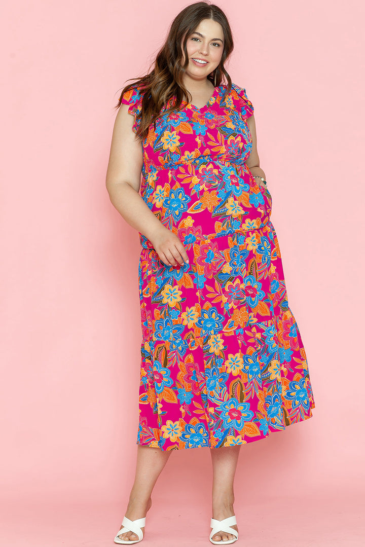 Jessie Ruffled Sleeveless Plus Size Long Dress Image 3