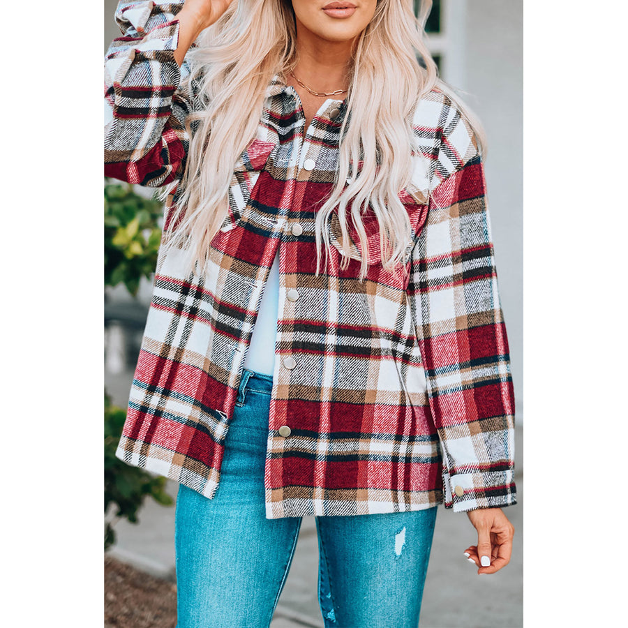 Keily Plaid Pocketed Shacket Image 1