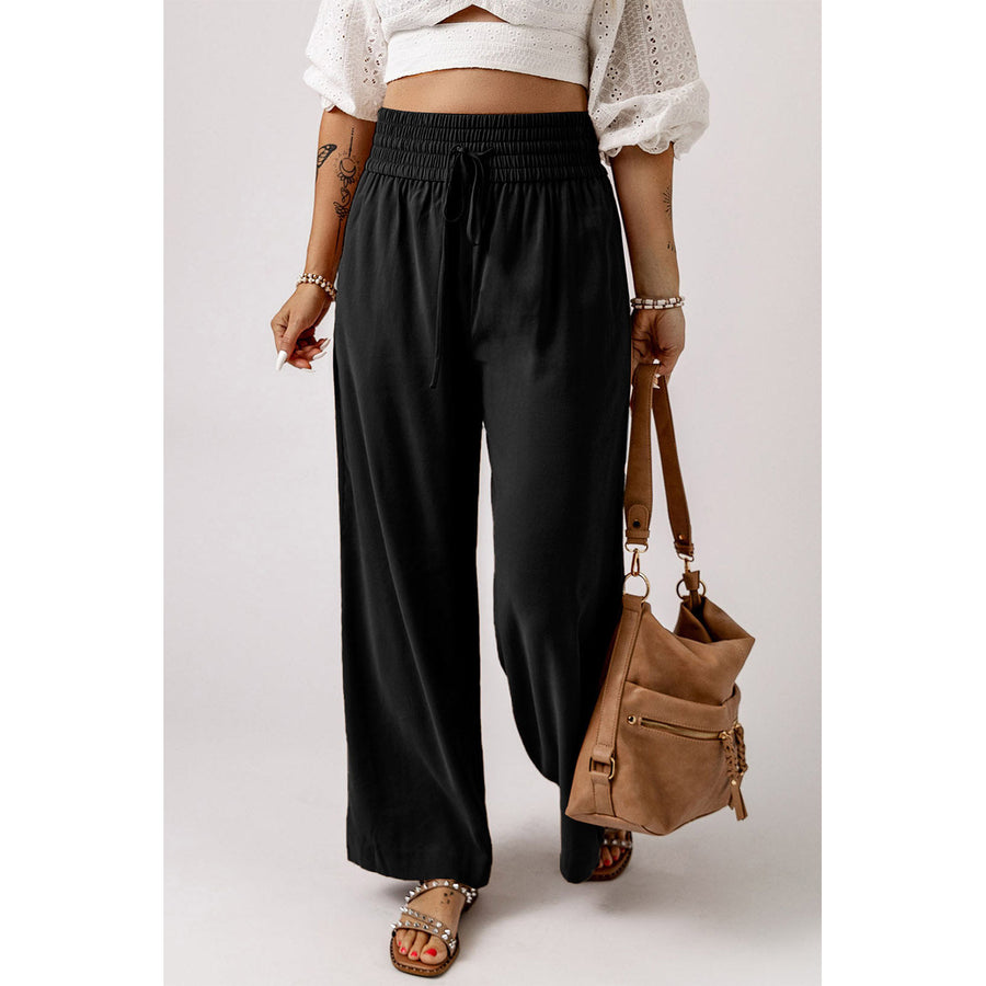 Kenzie Drawstring Elastic Waist Casual Wide Leg Pants Image 1