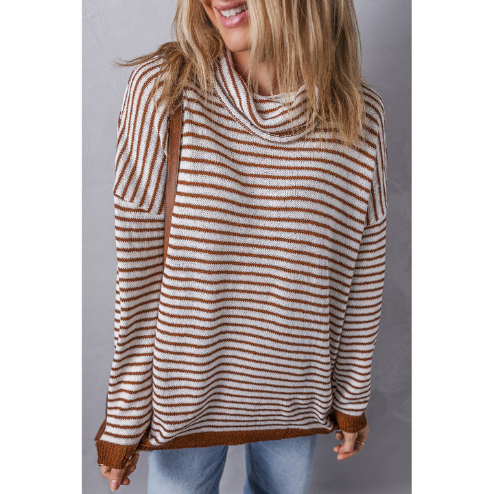 Alaia Striped Turtleneck Loose Sweater Image 4