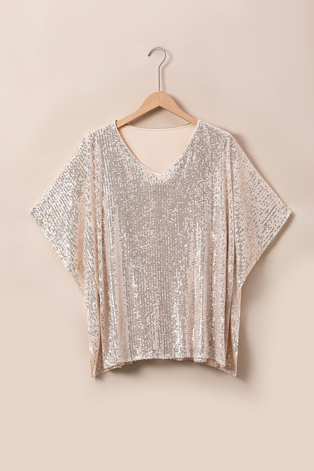 Aileen Plus Size Sequined V Neck Boxy Top Image 8