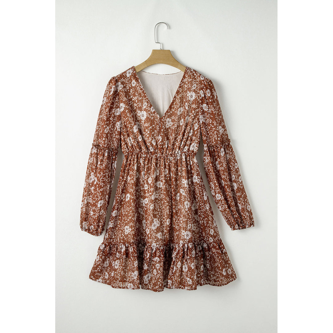 Ashley Boho Floral Puff Sleeve Mini Dress Image 7