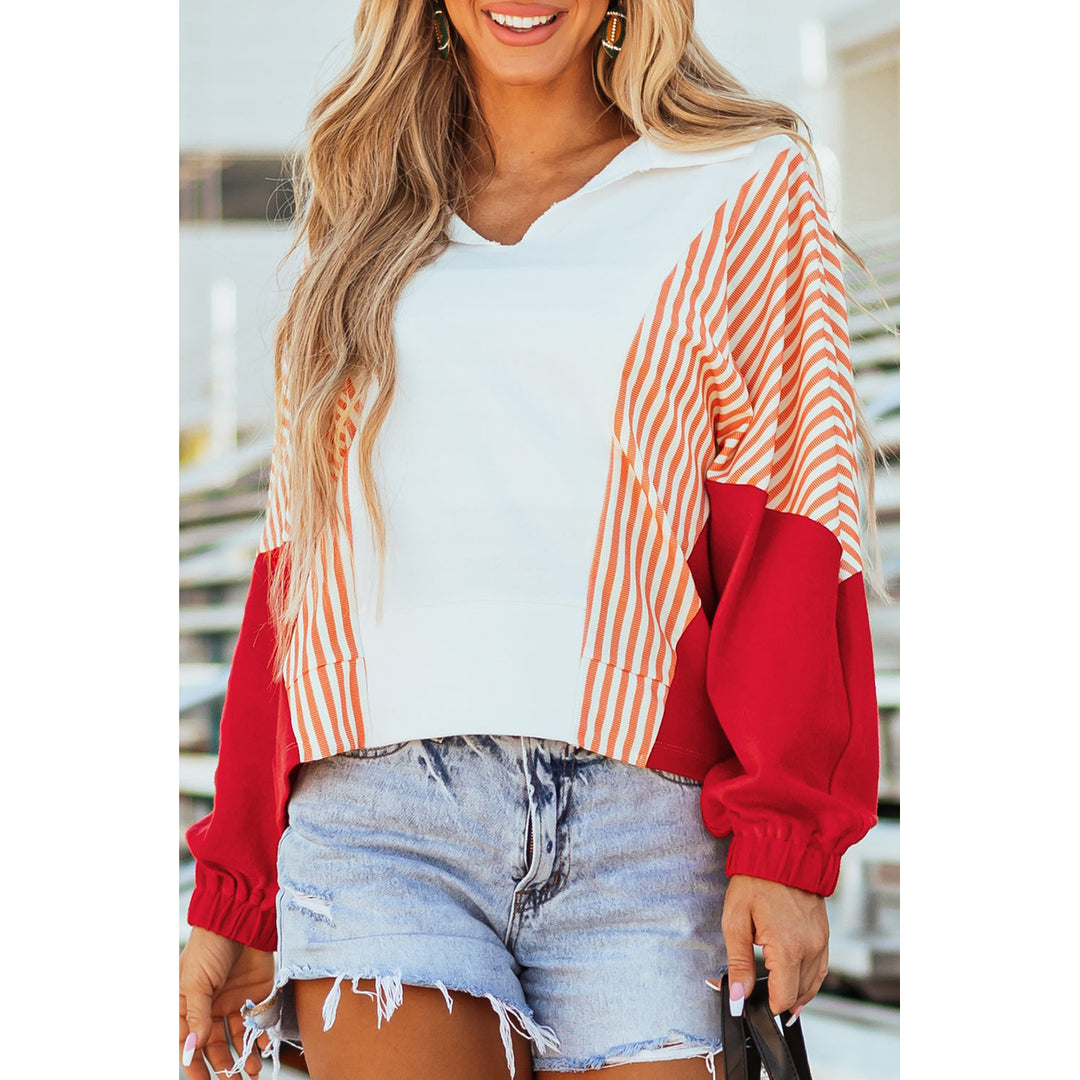 Autumn Striped Oversized Sweatshirt Image 1