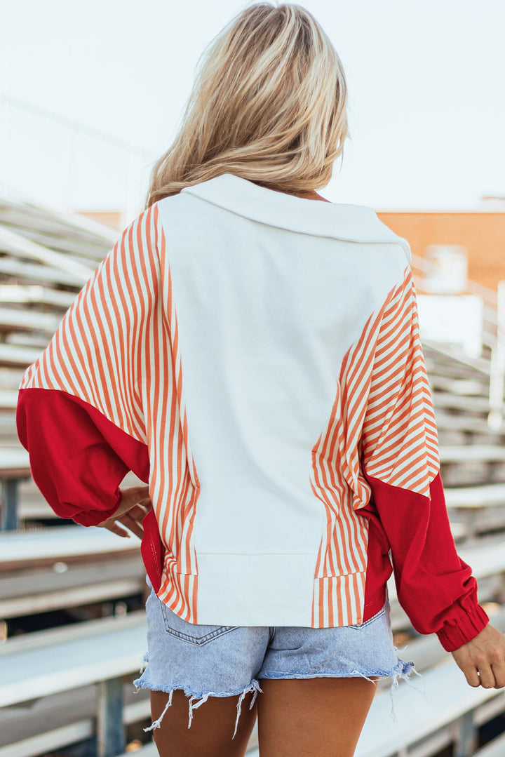 Autumn Striped Oversized Sweatshirt Image 2