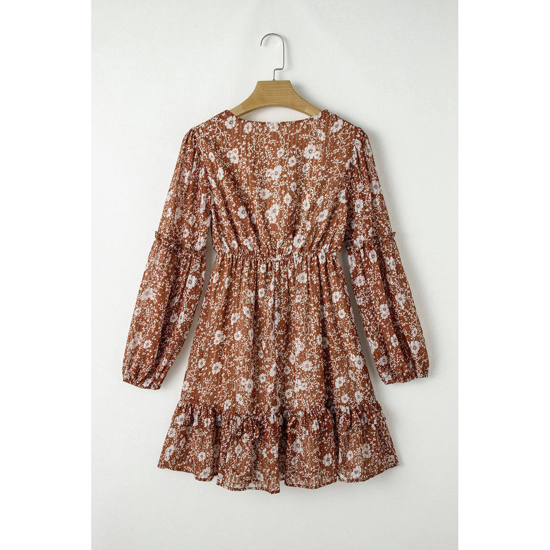 Ashley Boho Floral Puff Sleeve Mini Dress Image 8