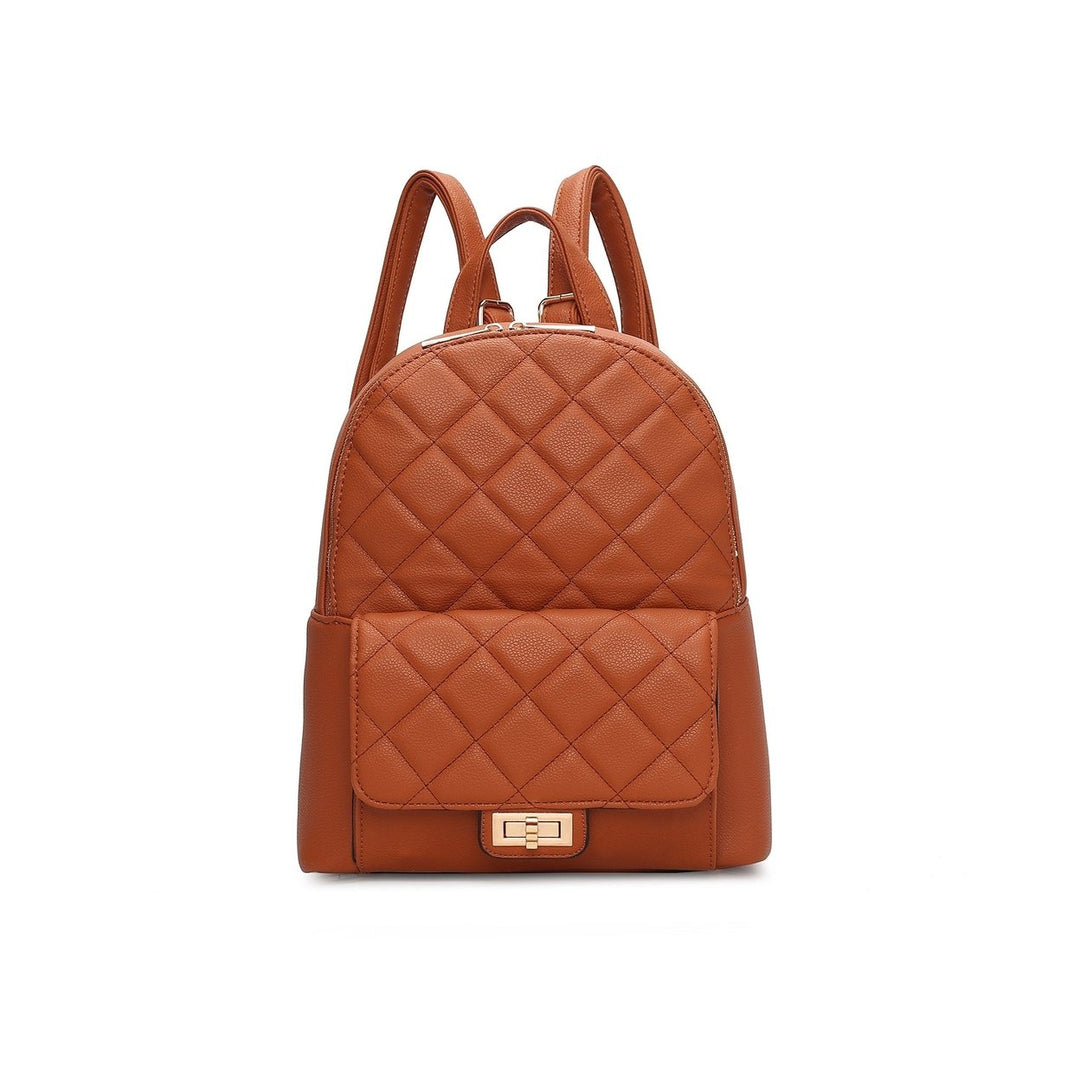 MKFCollection Dimitria Quilted Backpack - Vegan Leather Designer Handbag Image 1