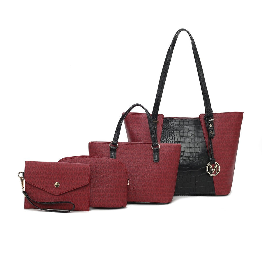 MKFCollection Lippa M Signature Tote and Set - Vegan Leather Designer Handbag Image 1