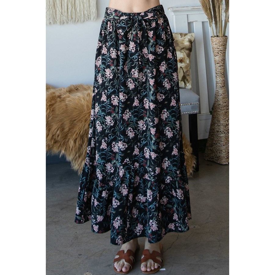 Elastic Waistline Maxi Skirt Image 1