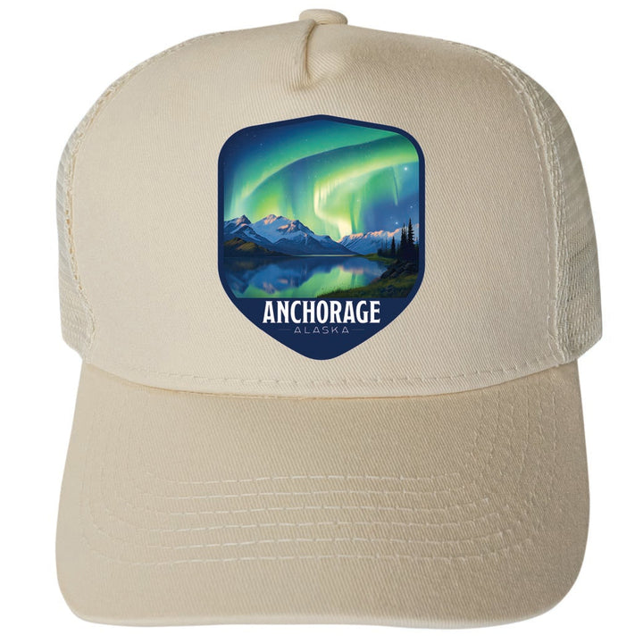 Anchorage Alaska Aurora Borelais Design Unisex Mesh Back Trucker Hat with Adjustable Snapback Image 3