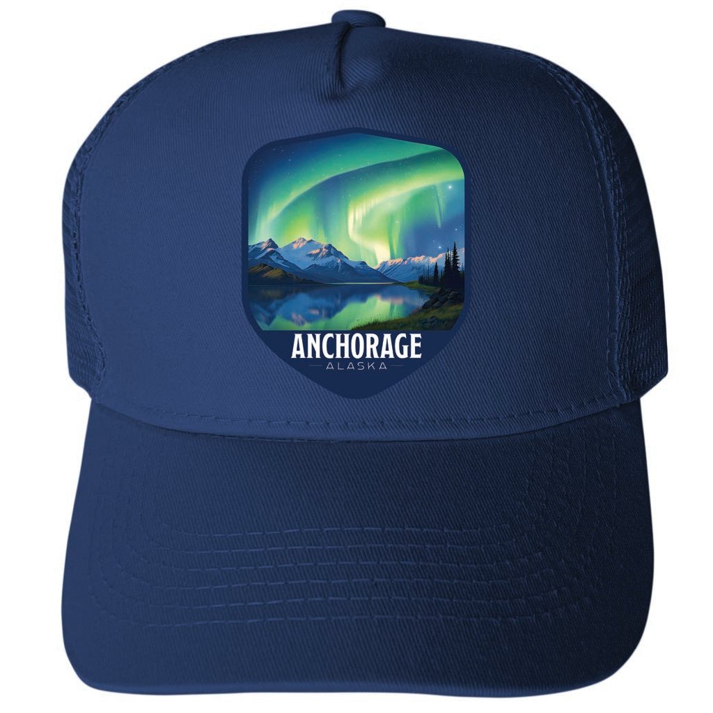 Anchorage Alaska Aurora Borelais Design Unisex Mesh Back Trucker Hat with Adjustable Snapback Image 4