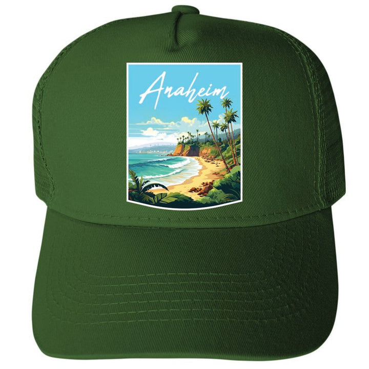 Anaheim California Design B Unisex Mesh Back Trucker Hat with Adjustable Snapback Image 1