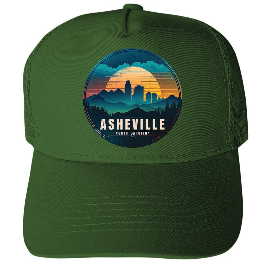 Asheville North Carolina Design B Unisex Mesh Back Trucker Hat with Adjustable Snapback Image 1