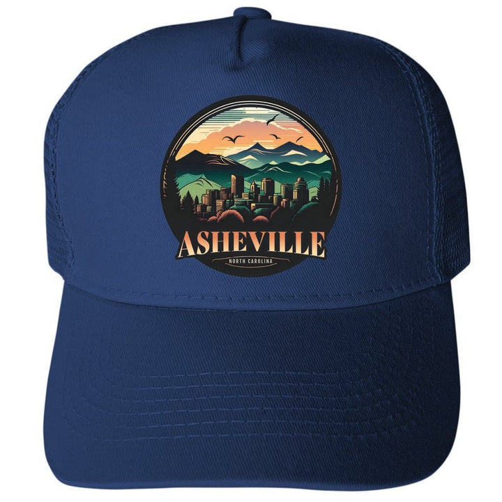 Asheville North Carolina Design C Unisex Mesh Back Trucker Hat with Adjustable Snapback Image 1