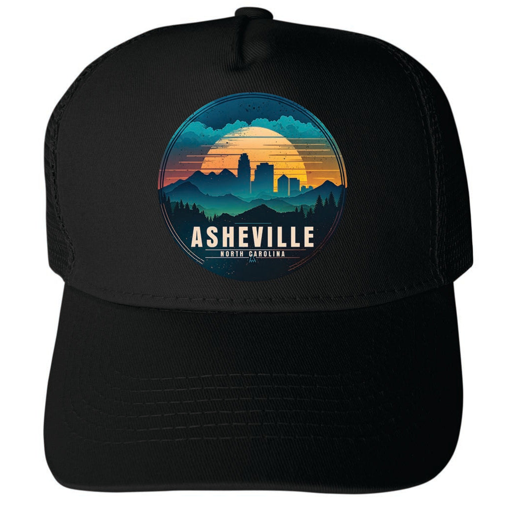 Asheville North Carolina Design B Unisex Mesh Back Trucker Hat with Adjustable Snapback Image 4