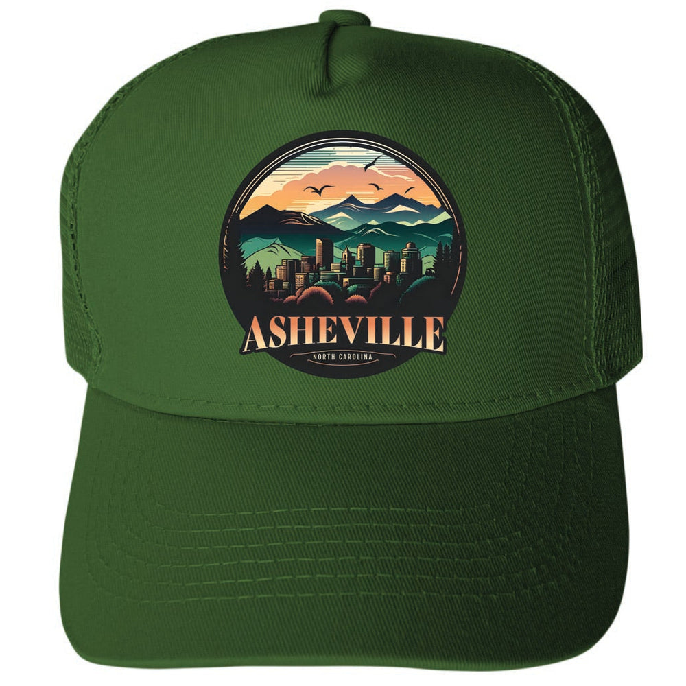 Asheville North Carolina Design C Unisex Mesh Back Trucker Hat with Adjustable Snapback Image 2