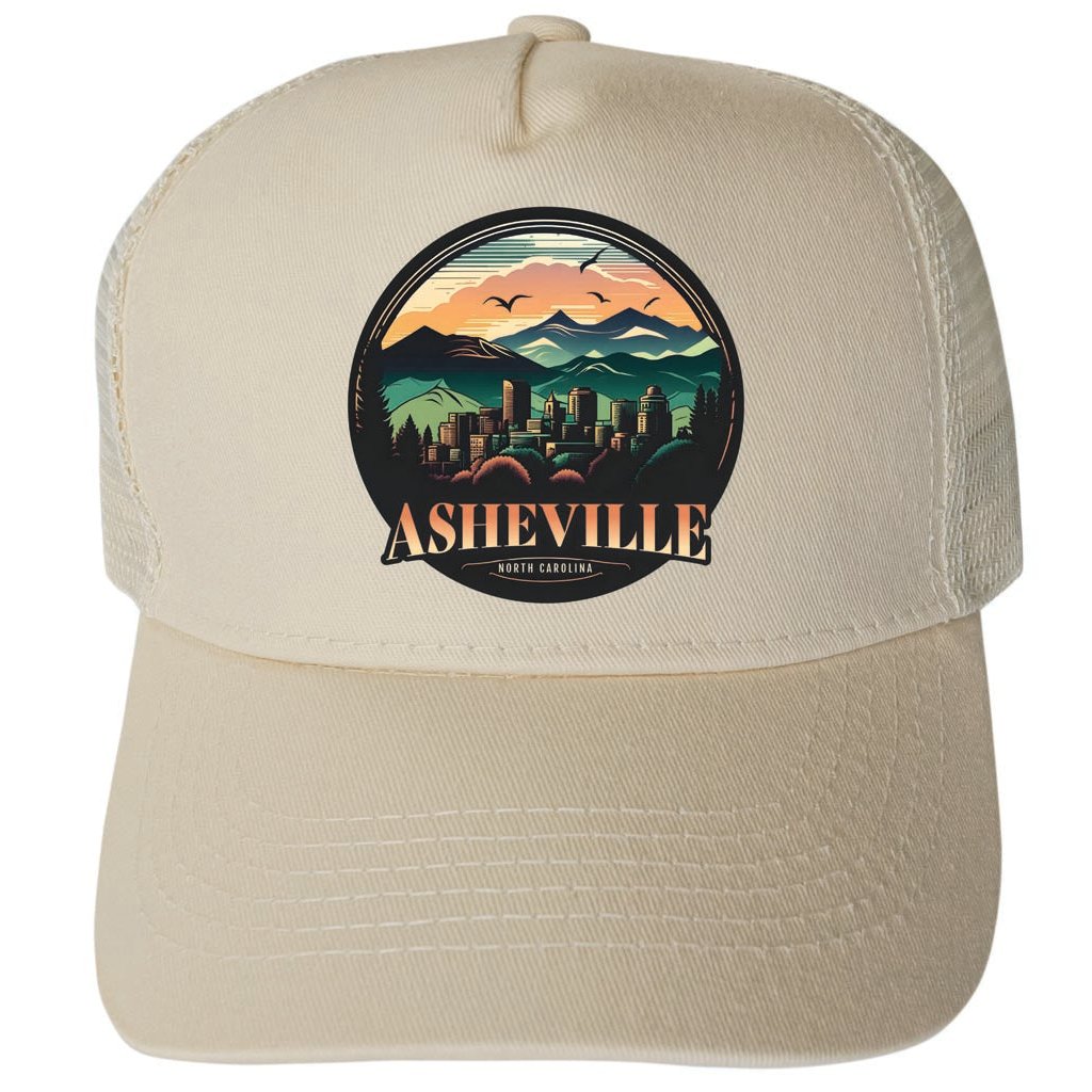 Asheville North Carolina Design C Unisex Mesh Back Trucker Hat with Adjustable Snapback Image 3