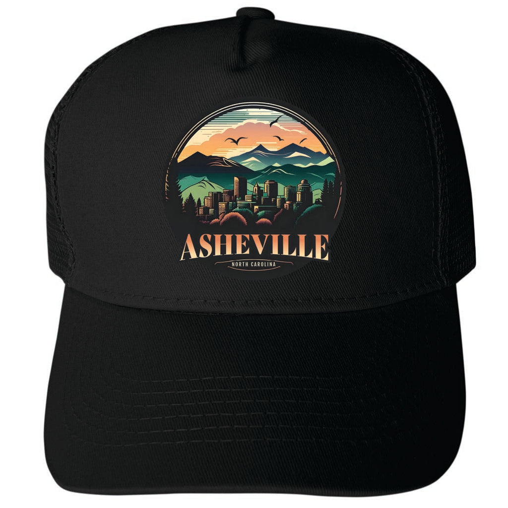 Asheville North Carolina Design C Unisex Mesh Back Trucker Hat with Adjustable Snapback Image 4