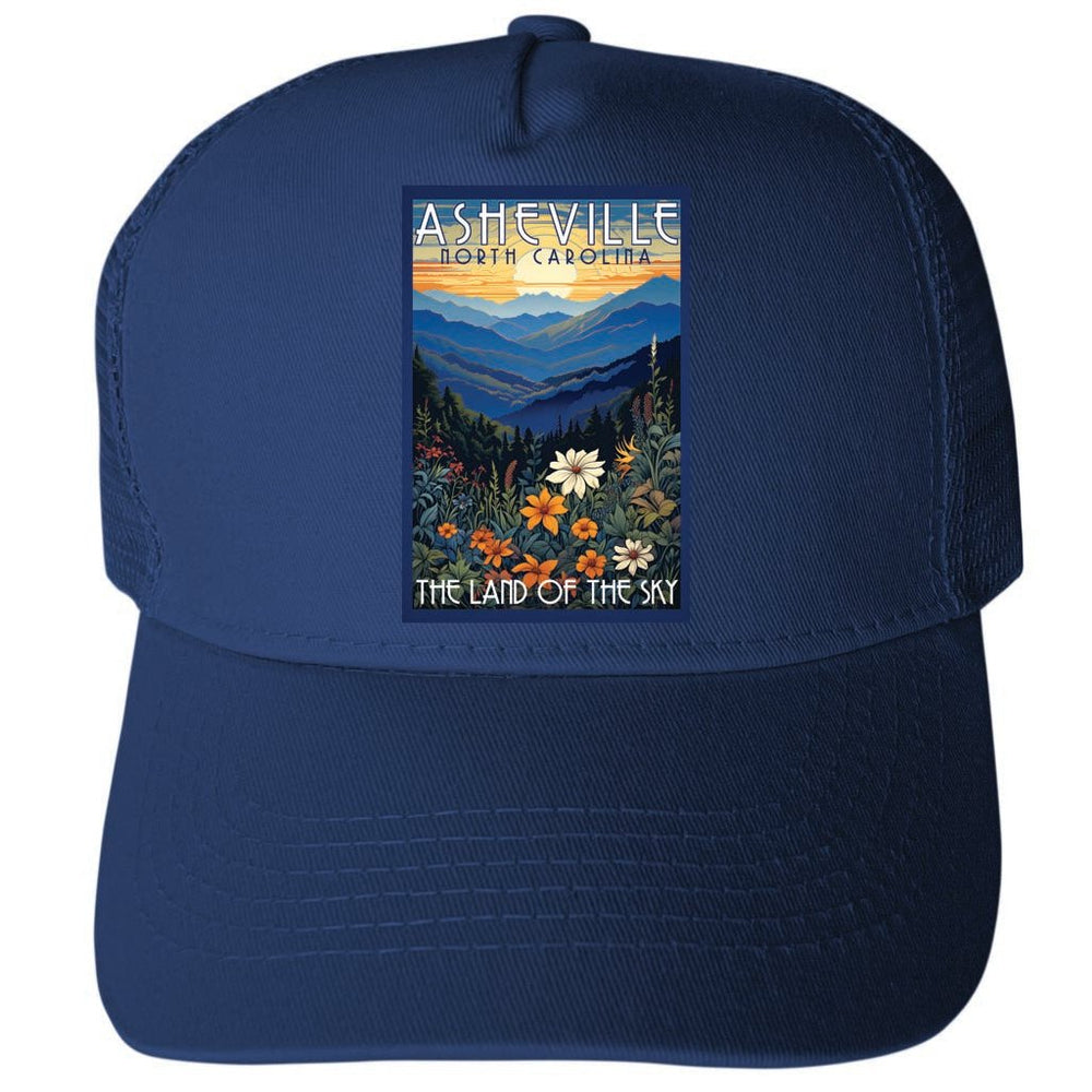 Asheville North Carolina Design F Unisex Mesh Back Trucker Hat with Adjustable Snapback Image 2