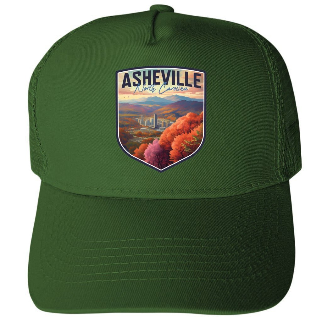 Asheville North Carolina Design D Unisex Mesh Back Trucker Hat with Adjustable Snapback Image 2