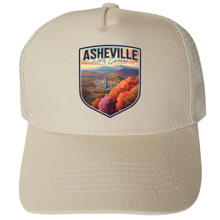 Asheville North Carolina Design D Unisex Mesh Back Trucker Hat with Adjustable Snapback Image 3