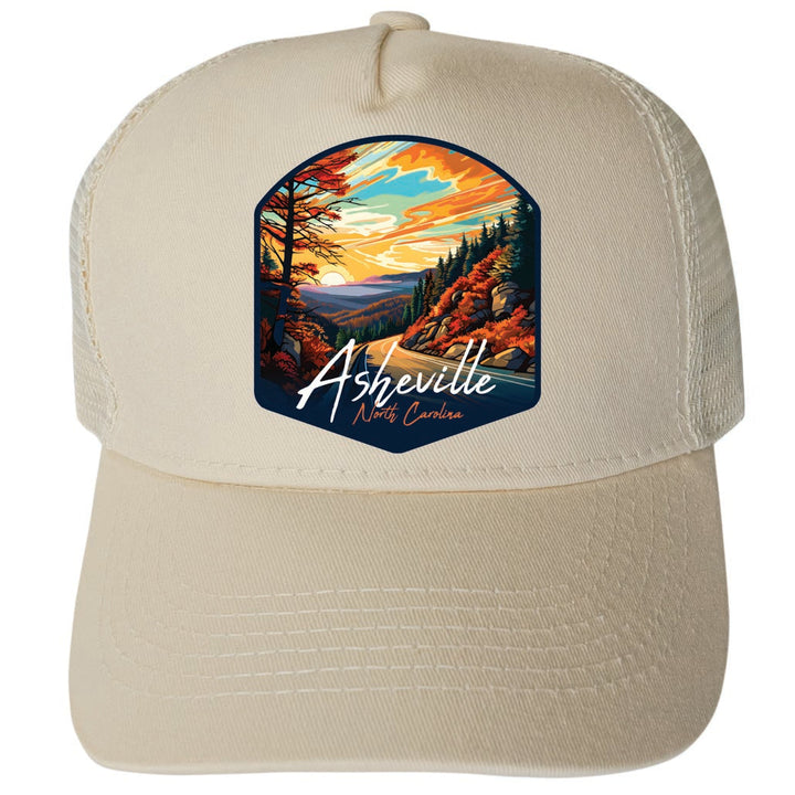 Asheville North Carolina Design E Unisex Mesh Back Trucker Hat with Adjustable Snapback Image 3