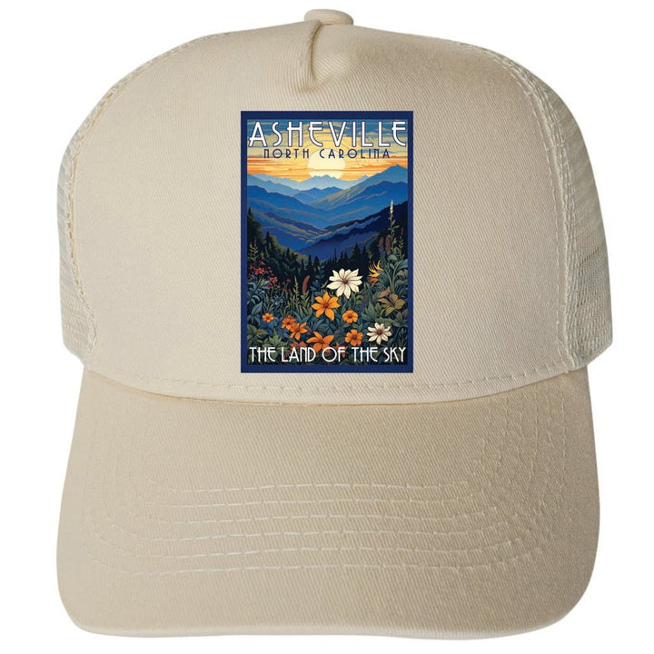 Asheville North Carolina Design F Unisex Mesh Back Trucker Hat with Adjustable Snapback Image 3