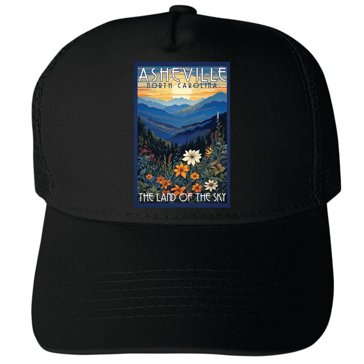 Asheville North Carolina Design F Unisex Mesh Back Trucker Hat with Adjustable Snapback Image 4