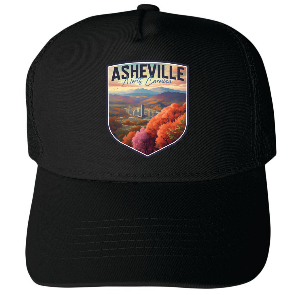 Asheville North Carolina Design D Unisex Mesh Back Trucker Hat with Adjustable Snapback Image 4