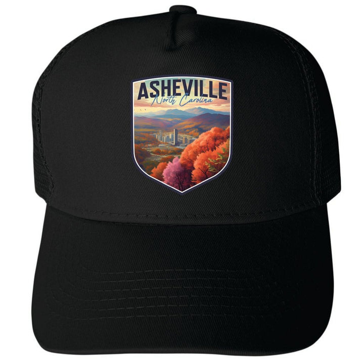 Asheville North Carolina Design D Unisex Mesh Back Trucker Hat with Adjustable Snapback Image 1