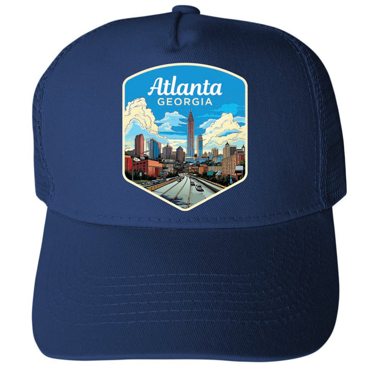 Atlanta Georgia Design B Unisex Mesh Back Trucker Hat with Adjustable Snapback Image 1