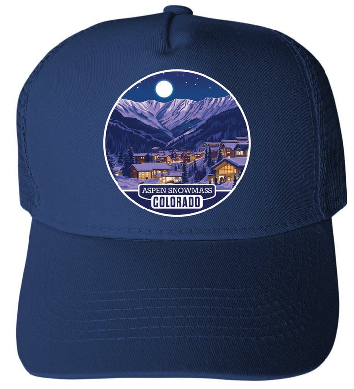 Aspen Snowmass Design B Unisex Mesh Back Trucker Hat with Adjustable Snapback Image 1