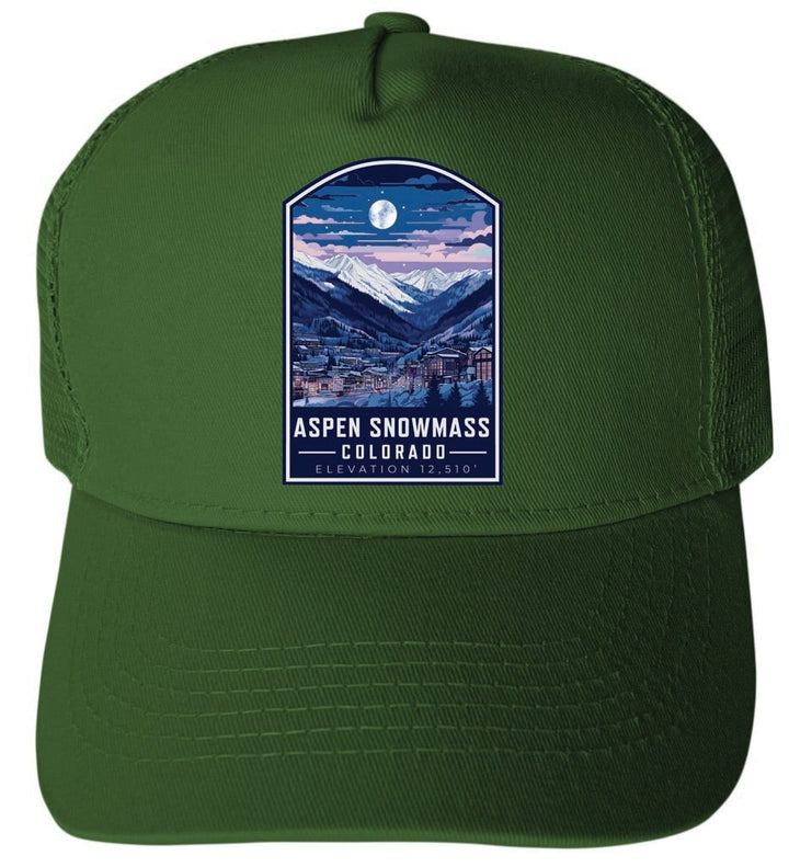 Aspen Snowmass Design C Unisex Mesh Back Trucker Hat with Adjustable Snapback Image 1