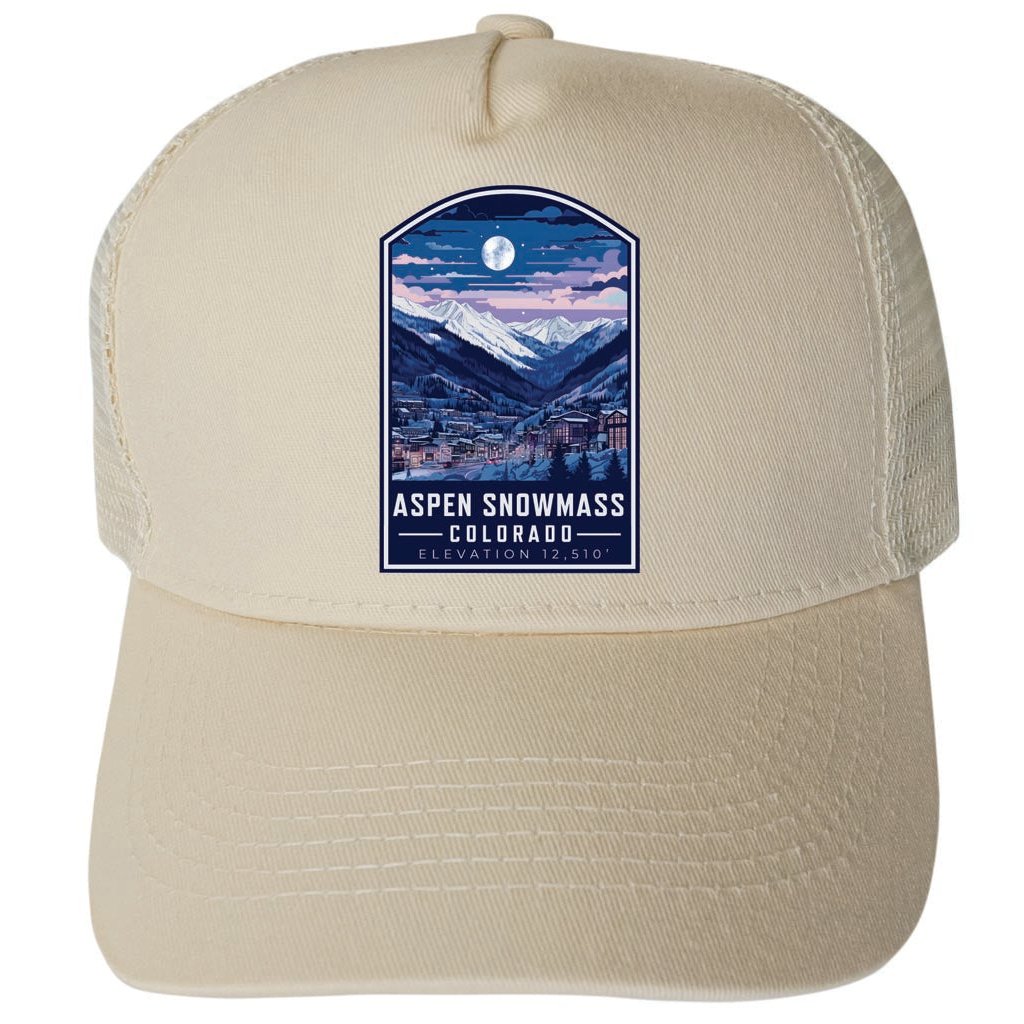 Aspen Snowmass Design C Unisex Mesh Back Trucker Hat with Adjustable Snapback Image 1