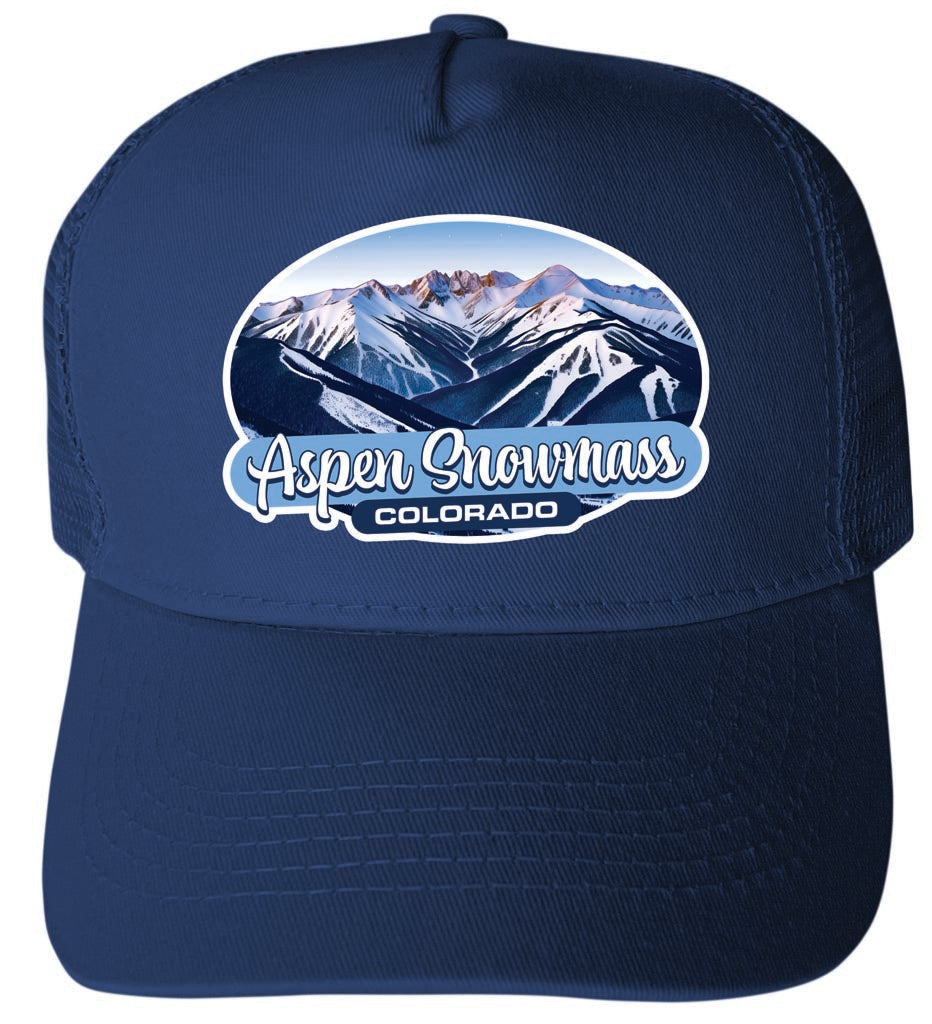 Aspen Snowmass Design A Unisex Mesh Back Trucker Hat with Adjustable Snapback Image 1