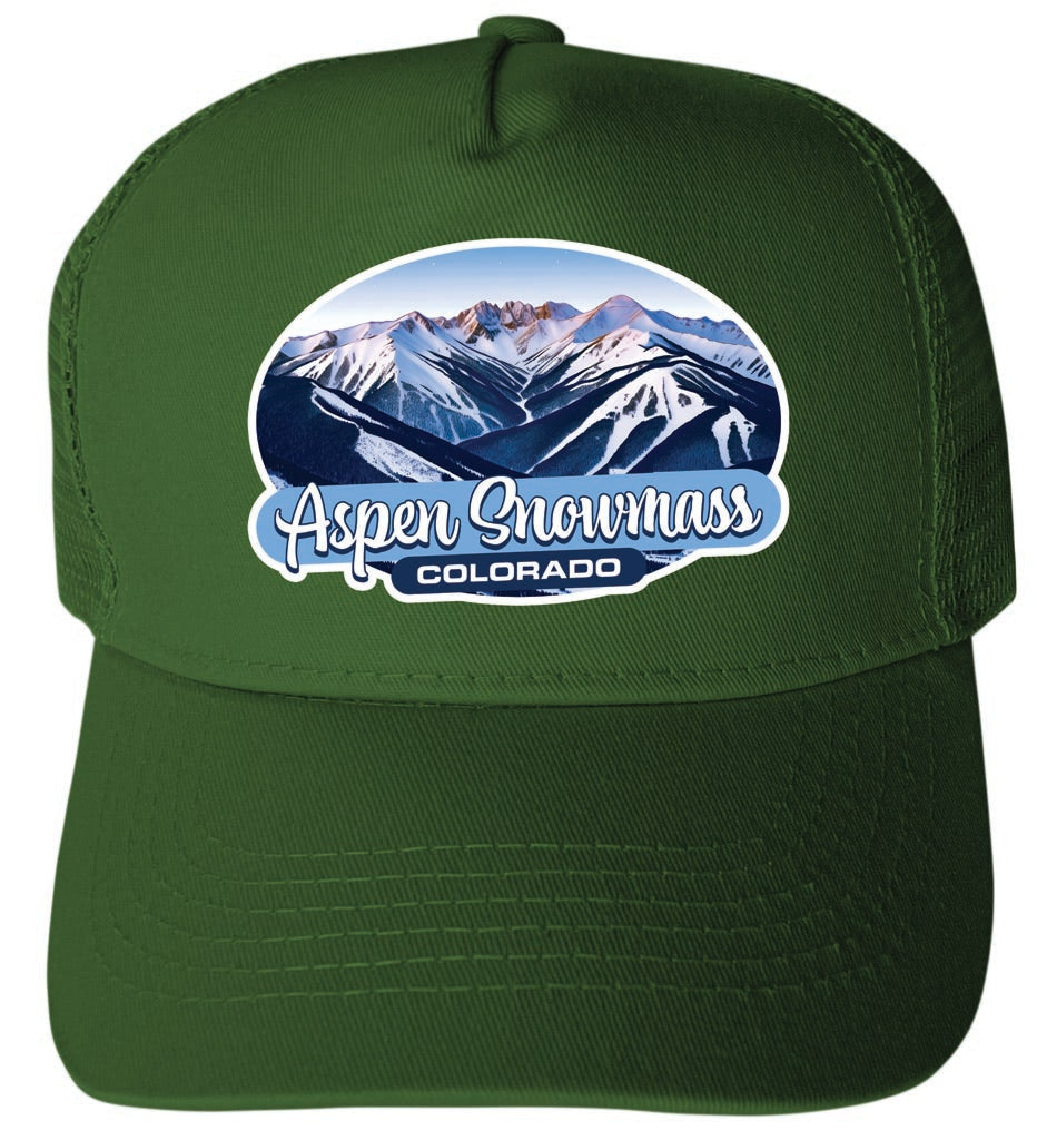 Aspen Snowmass Design A Unisex Mesh Back Trucker Hat with Adjustable Snapback Image 2