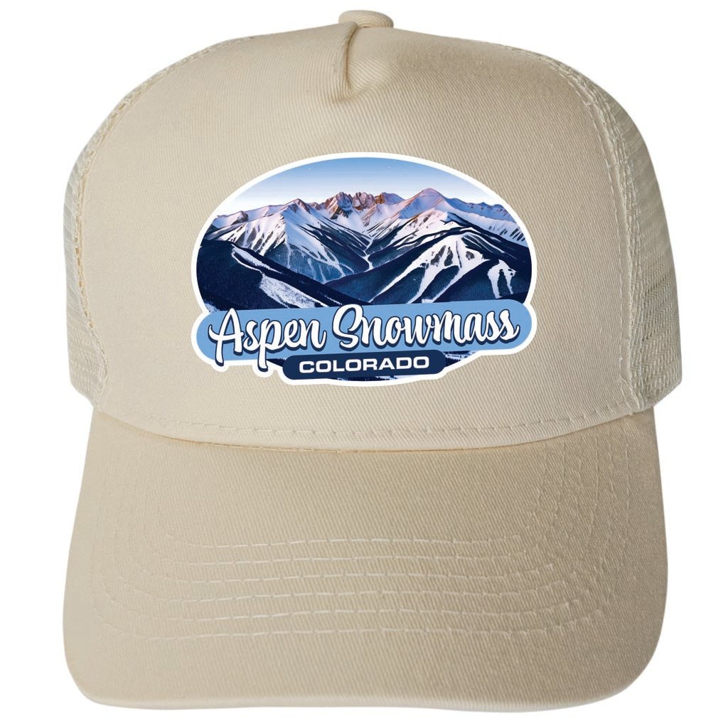 Aspen Snowmass Design A Unisex Mesh Back Trucker Hat with Adjustable Snapback Image 3