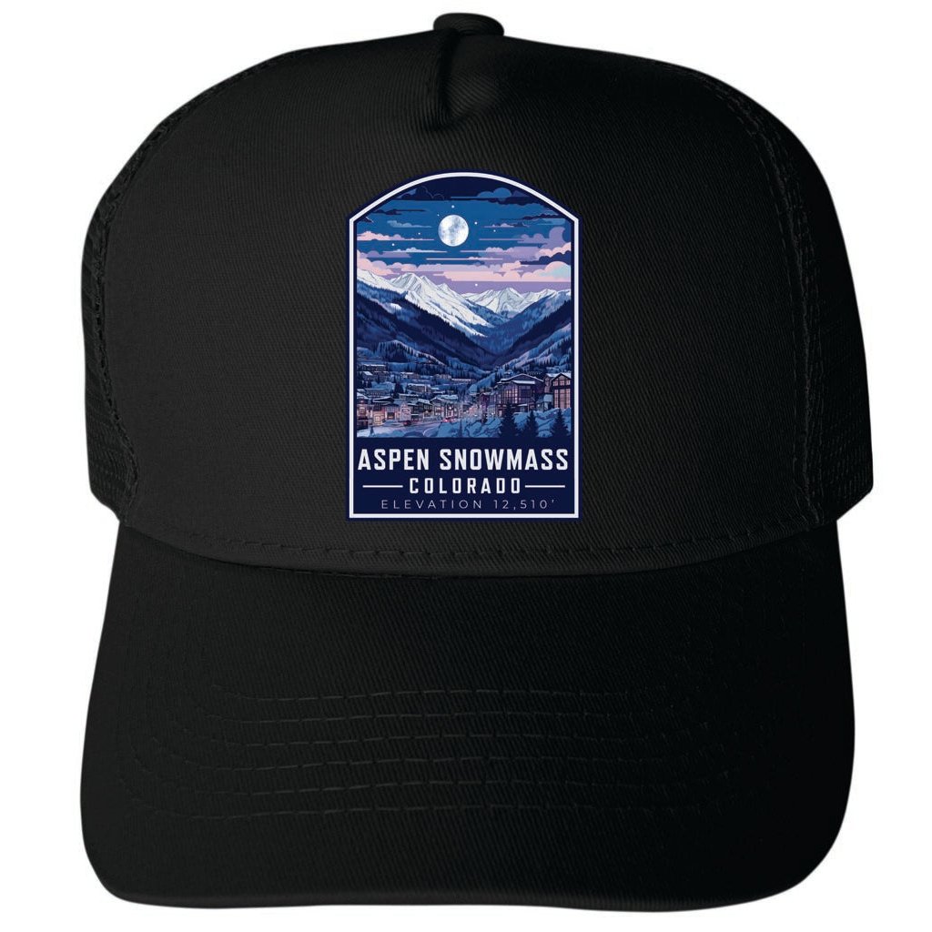 Aspen Snowmass Design C Unisex Mesh Back Trucker Hat with Adjustable Snapback Image 1