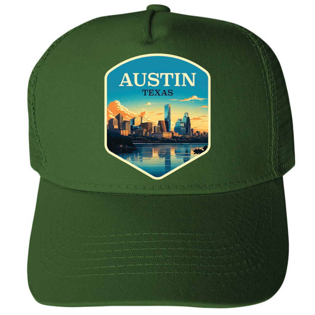 Austin Texas Design A Unisex Mesh Back Trucker Hat with Adjustable Snapback Image 2