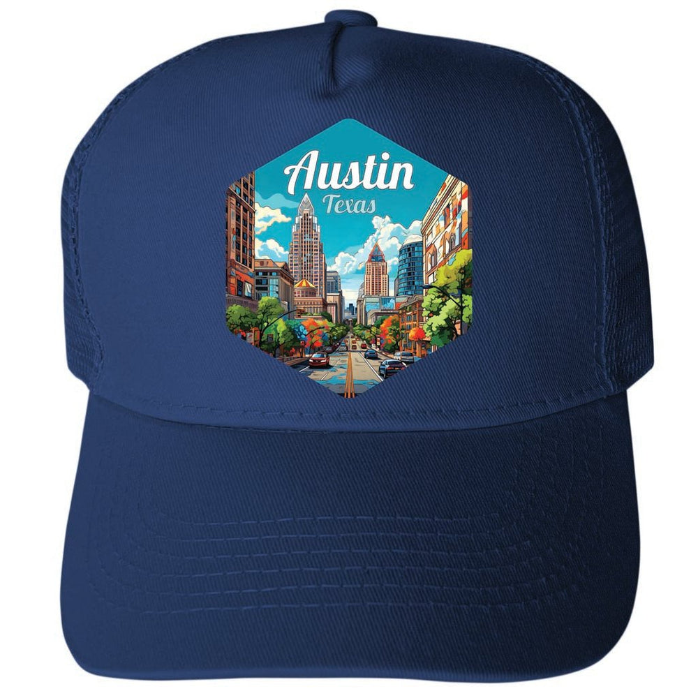 Austin Texas Design B Unisex Mesh Back Trucker Hat with Adjustable Snapback Image 2