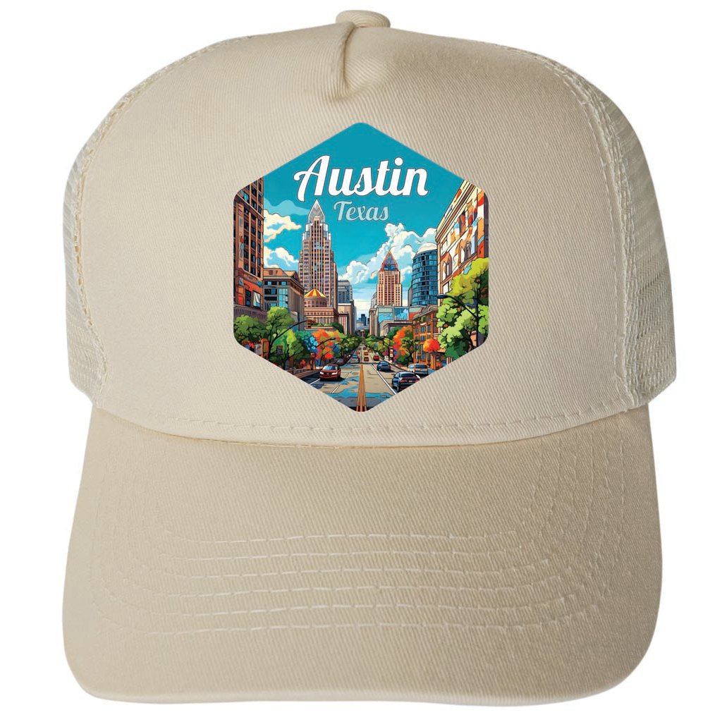 Austin Texas Design B Unisex Mesh Back Trucker Hat with Adjustable Snapback Image 3