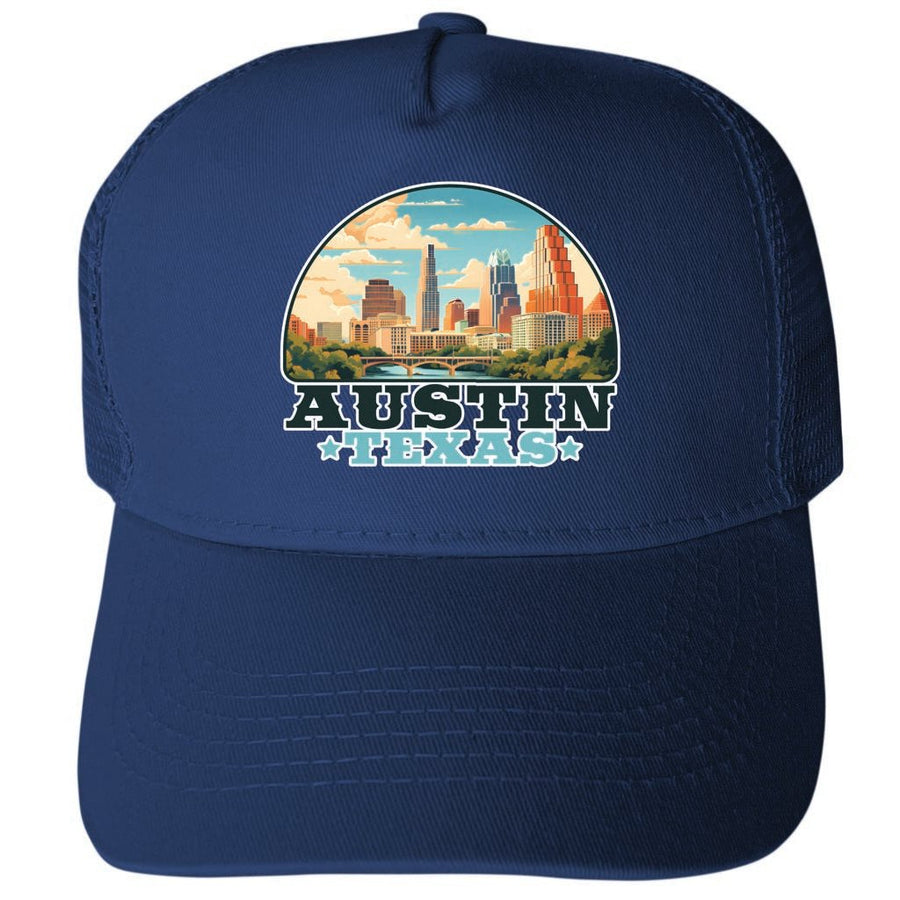 Austin Texas Design C Unisex Mesh Back Trucker Hat with Adjustable Snapback Image 1