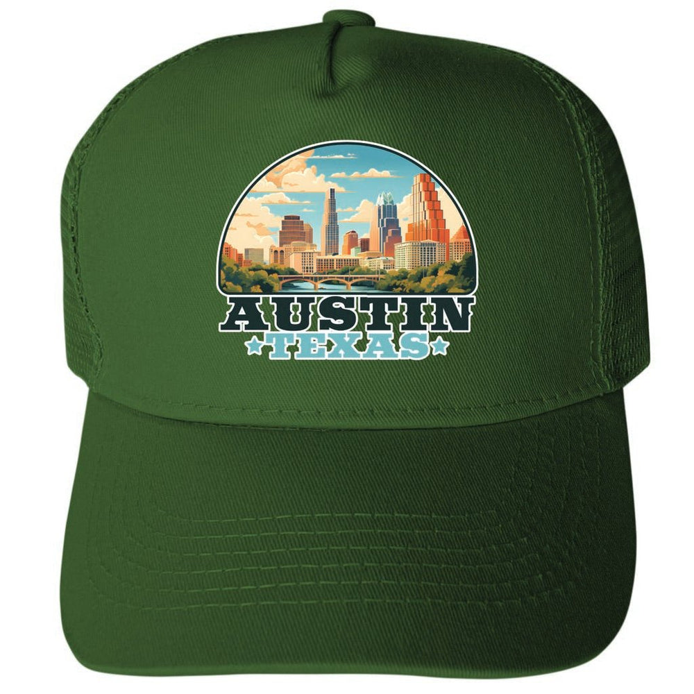 Austin Texas Design C Unisex Mesh Back Trucker Hat with Adjustable Snapback Image 2