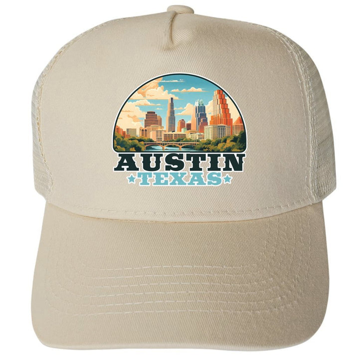 Austin Texas Design C Unisex Mesh Back Trucker Hat with Adjustable Snapback Image 3