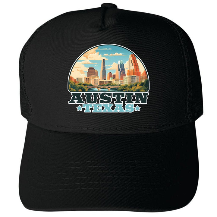 Austin Texas Design C Unisex Mesh Back Trucker Hat with Adjustable Snapback Image 4