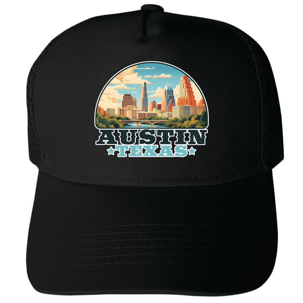 Austin Texas Design C Unisex Mesh Back Trucker Hat with Adjustable Snapback Image 1