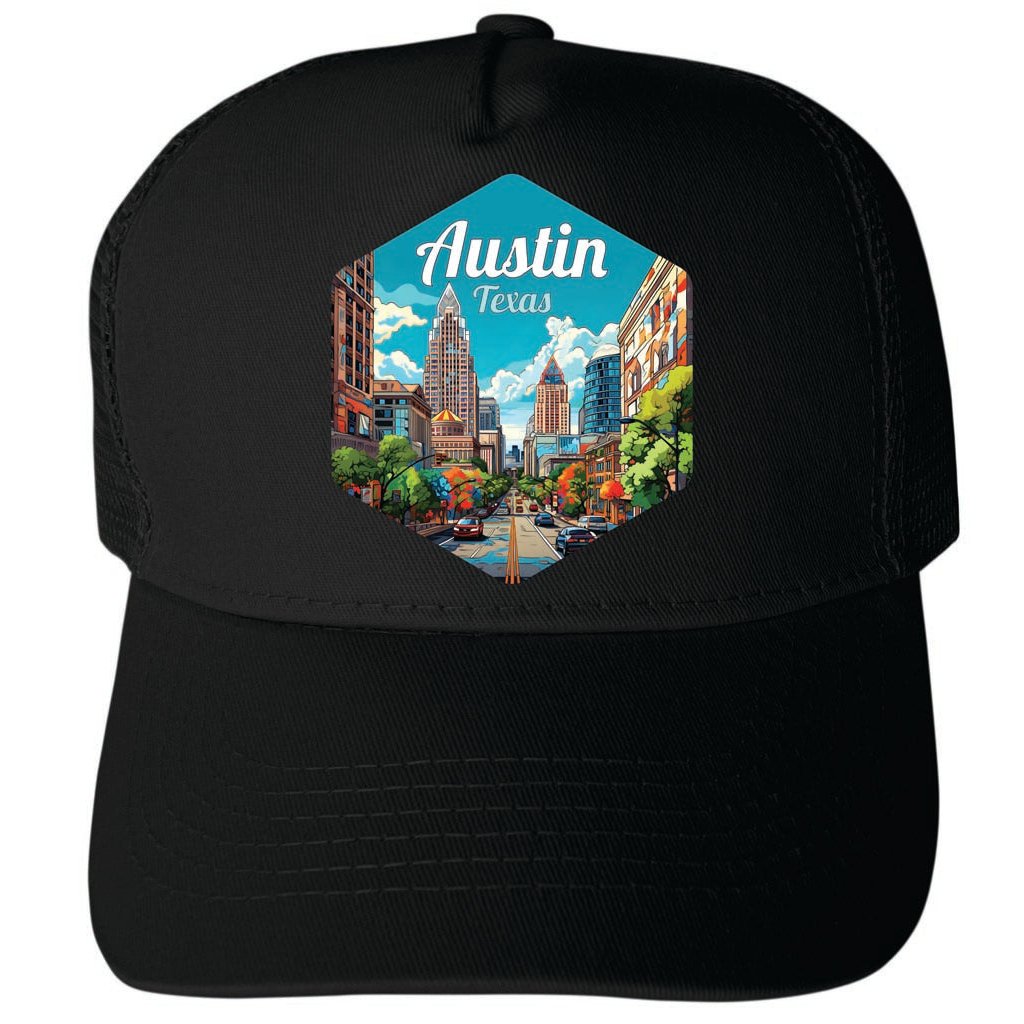 Austin Texas Design B Unisex Mesh Back Trucker Hat with Adjustable Snapback Image 4