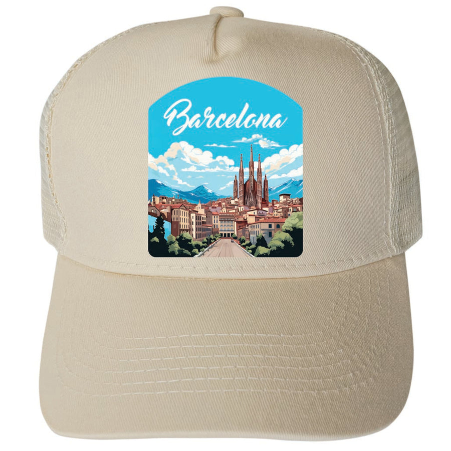 Barcelona Spain Design A Unisex Mesh Back Trucker Hat with Adjustable Snapback Image 1